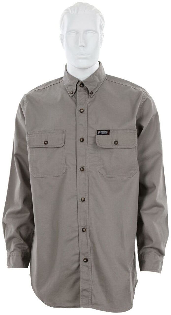 MCR Safety FR Gear - Flame Resistant (FR) Work Shirt - 100% Cotton - Gray Flame Resistant Shirt - NFPA 70E and NFPA 2112 Compliant