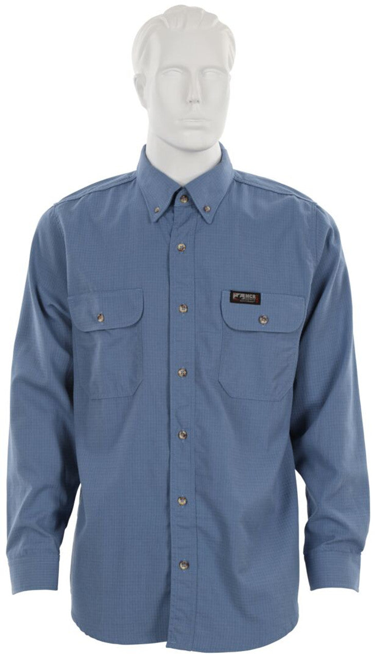 MCR Summit Breeze® Flame Resistant (FR) Shirt - Medium Blue 5.5-ounce Inherent Blend Material