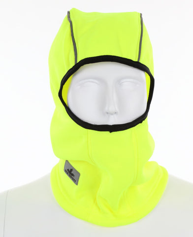 MCR Polyester Fleece Lined Balaclava - Fluorescent Lime with Reflective Binding - One Size Fits All - Part# BLCVL