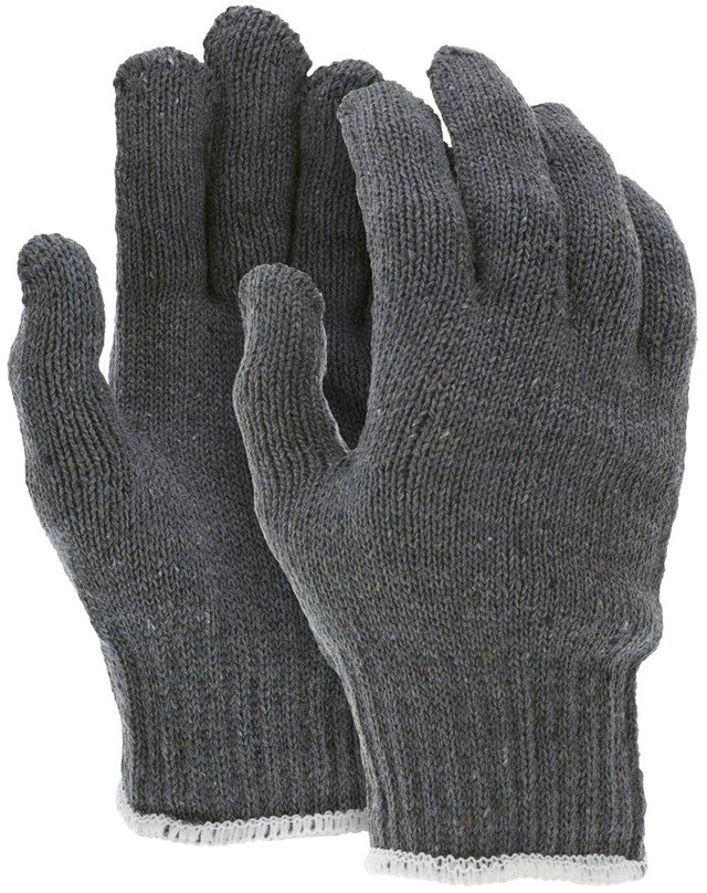 MCR String Knit Work Gloves - 7 Gauge Heavy Weight - Gray 70% Cotton and 30% Polyester - Hemmed Cuff Multi-purpose Gloves - Box of 12