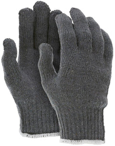MCR String Knit Work Gloves - 7 Gauge Heavy Weight - Gray 70% Cotton and 30% Polyester - Hemmed Cuff Multi-purpose Gloves - Box of 12