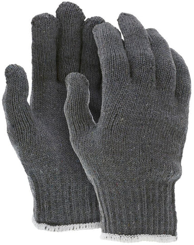 MCR String Knit Work Gloves - 7 Gauge Heavy Weight - Gray 70% Cotton and 30% Polyester - Hemmed Cuff Multi-purpose Gloves - Box of 12