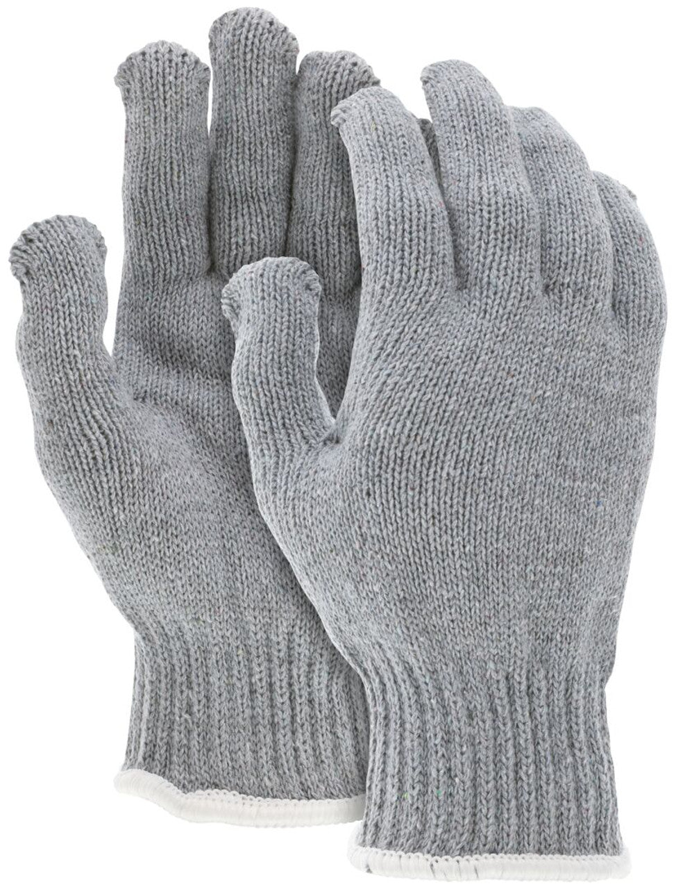 MCR String Knit Work Gloves - 7 Gauge Heavy Weight - Gray Cotton Polyester - Hemmed Cuff - Multi-purpose Gloves - Box of 12