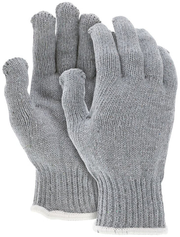 MCR String Knit Work Gloves - 7 Gauge Heavy Weight - Gray Cotton Polyester - Hemmed Cuff - Multi-purpose Gloves - Box of 12
