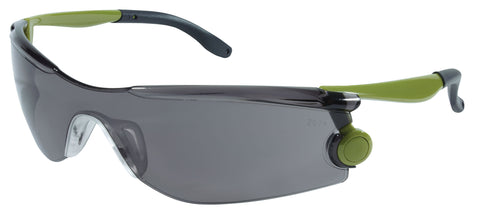 MCR MT1 Series Safety Glasses - Gray Lens - Mantis Green Temples - Duramass Hard Coating - Box of 12 - Part# MT122