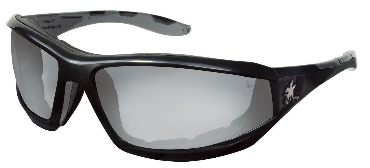 MCR Swagger® RP2 Series - Black Safety Glasses - I/O Clear Mirror Lens - UV-AF Anti-Fog Coating - Box of 12 - Part# RP219AF