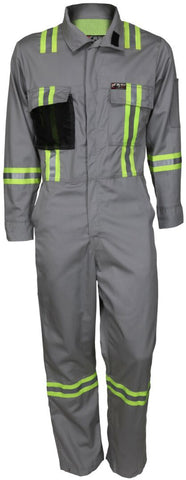 MCR Summit Breeze® Flame Resistant (FR) Coverall - Gray 7-ounce 100% Cotton - Long Sleeve