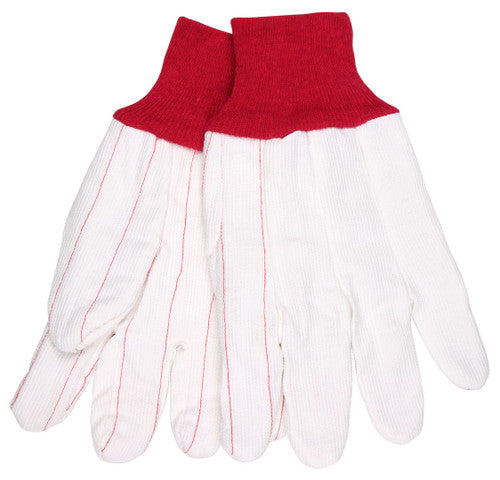 MCR Double Palm Work Gloves - 18 Ounce Corded Cotton Polyester Blend - Clute Pattern with Straight Thumb - Red Knit Wrist - Good for Applications Requiring Low Heat Protection - Box of 12