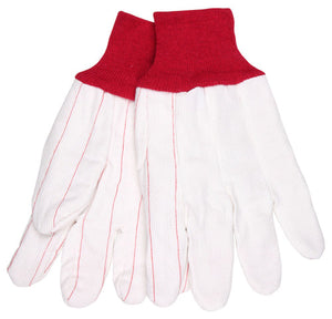 MCR Double Palm Work Gloves - 18 Ounce Corded Cotton Polyester Blend - Clute Pattern with Straight Thumb - Red Knit Wrist - Good for Applications Requiring Low Heat Protection - Box of 12