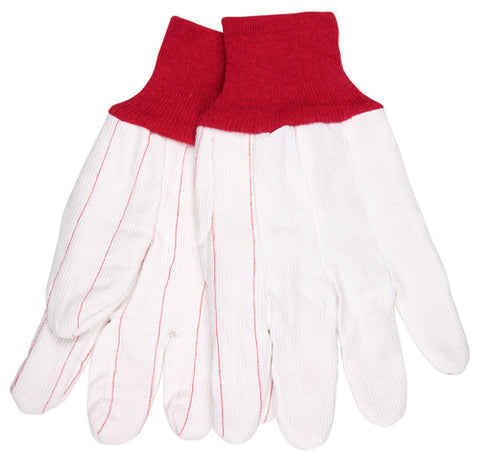 MCR Double Palm Work Gloves - 18 Ounce Corded Cotton Polyester Blend - Clute Pattern with Straight Thumb - Red Knit Wrist - Good for Applications Requiring Low Heat Protection - Box of 12