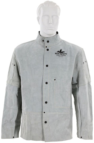 MCR Safety Welding Gear - Premium A Grade Split Leather Welding Jacket - 30 Inches Long - Two Outer Sleeve Pockets - One Inner Pocket