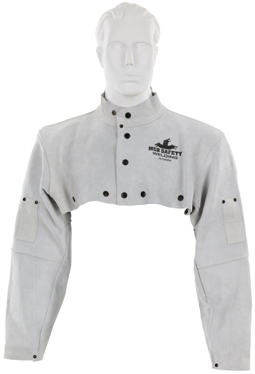 MCR Safety Welding - Cape Sleeve with Open Back - Premium A Grade Durable Heavy Side Split Leather - 2 Sleeve Pockets