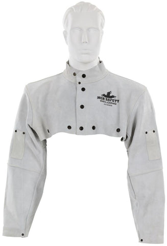 MCR Safety Welding - Cape Sleeve with Open Back - Premium A Grade Durable Heavy Side Split Leather - 2 Sleeve Pockets