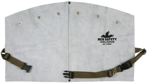 MCR Safety Welding Gear - 14 Inch Leather Bib with Snaps - Premium A Grade Durable Heavy Side Split Leather - Sewn with DuPont™ Kevlar® - Part# 38114MW