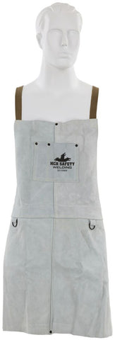 MCR Safety Welding - Heavy Leather Welding Apron - Premium A Grade Split Leather - 24 Inches Wide x 30 Inches Length - Center Bib Divided Front Pocket - Part# 38130MW