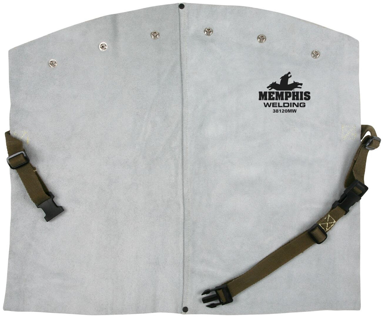 MCR Safety Welding Gear - 20 Inch Leather Bib with Snaps - Premium A Grade Split Leather - Sewn with DuPont™ Kevlar® - Part# 38120MW