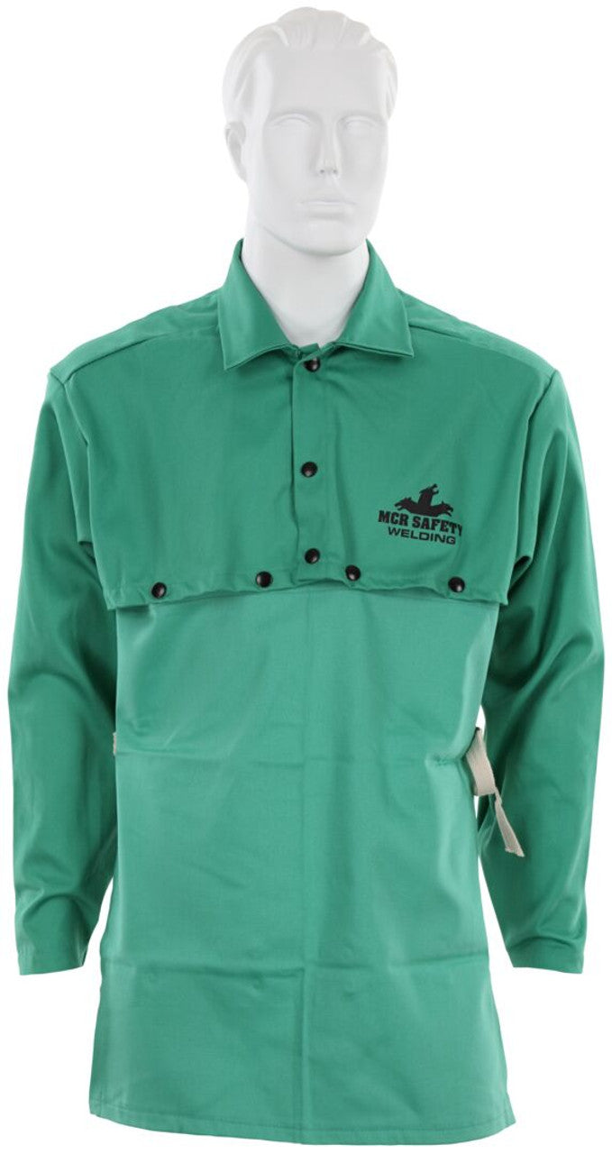 MCR Safety Welding Gear - Bib with Snaps to fit Cape Sleeves - 22 Inch Width x 20 Inch Length - 9 Ounce Treated Cotton Fabric - Limited flammability - Bib Only, Cape Sleeves Sold Separately - Part# 39120