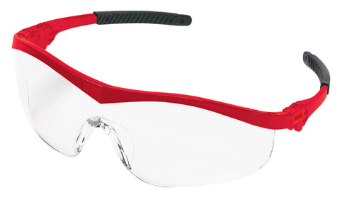 MCR ST1 Series Safety Glasses - Clear Lens - Red Frame - Duramass Hard Coating - Box of 12 - Part# ST130