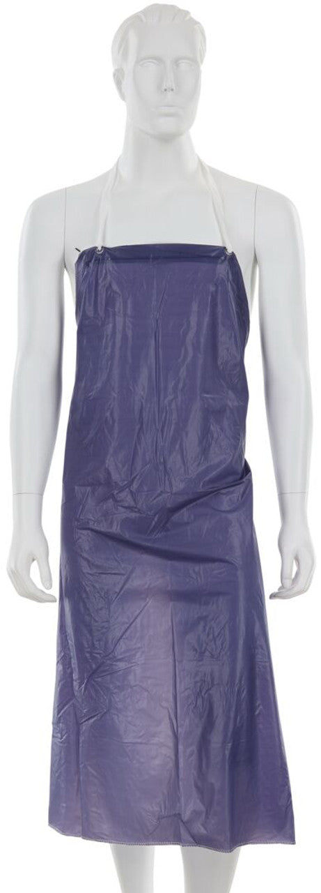 MCR Blue Vinyl Apron - 6 mil Thickness - 35 Inch Width x 45 Inch Length - Sewn Edges - Light Protection Against Non-Hazardous Liquids and Sprays - Box of 12 - Part# O63S4