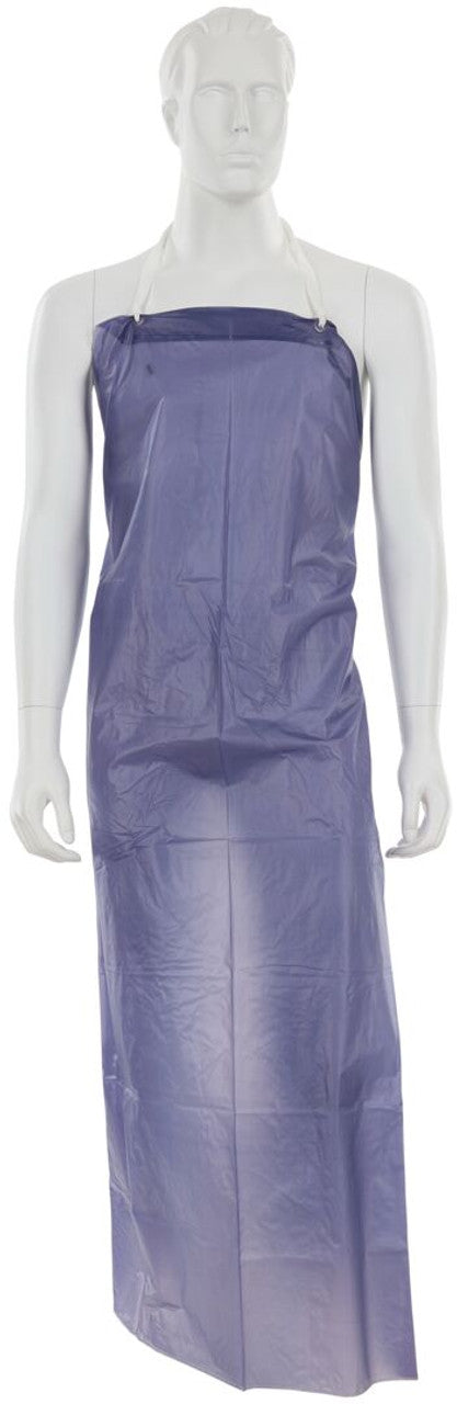 MCR Blue Vinyl Apron - 6 mil Thickness - 35 Inch Width x 55 Inch Length - Sewn Edges -Light Protection Against Non-Hazardous Liquids and Sprays - Box of 12 - Part# O63S7