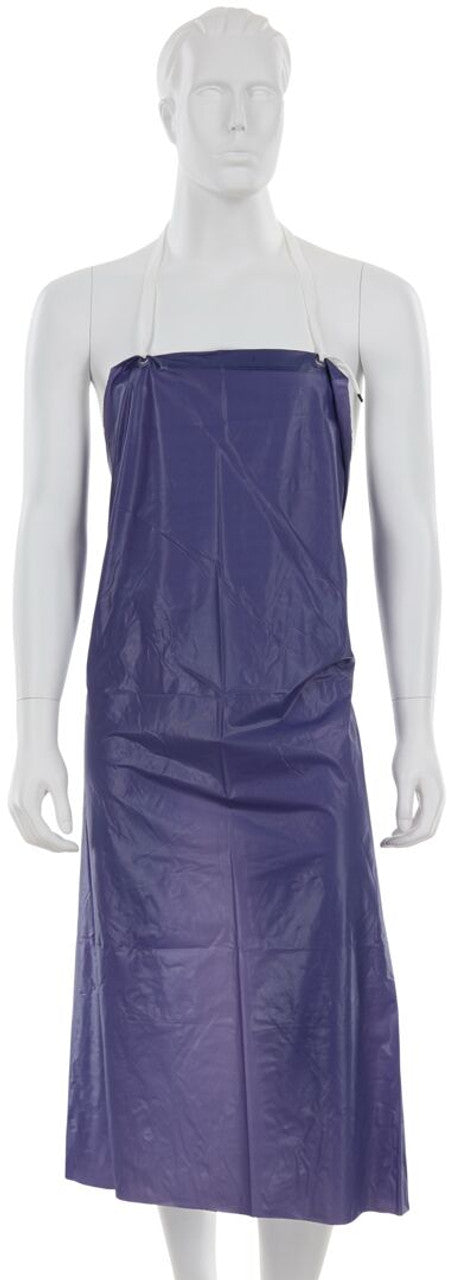 MCR Blue Vinyl Apron - 8 mil Thickness - 35 Inch Width x 45 Inch Length - Raw Edges -Light Protection Against Non-Hazardous Liquids and Sprays - Box of 12 - Part# O73R4