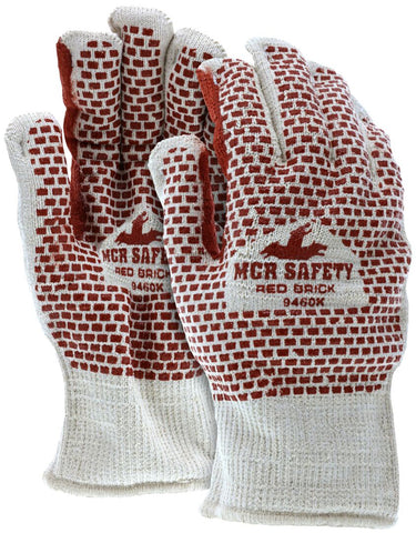 MCR Red Brick® Terrycloth Work Gloves - Heavyweight 2-Ply Construction - Loop-in Terrycloth - Nitrile Blocks on Both Sides - Heat-Resistant Gloves - Box of 12
