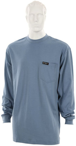 MCR Safety FR Gear - Medium Blue Flame Resistant FR Work Shirts - Lightweight Long Sleeve T-Shirt - Comfortable 100% FR Cotton Fabric - Provides CAT2 Protection