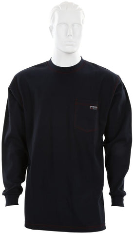 MCR Safety FR Gear - Navy Blue Flame Resistant FR Work Shirts - Lightweight Long Sleeve T-Shirt - Comfortable 100% FR Cotton Fabric - Provides CAT2 Protection