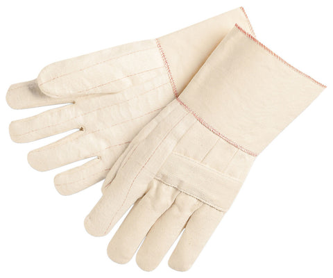 MCR Hot Mill Work Gloves - 32 Ounce Heavyweight Fabric - 5 Inch Plasticized Gauntlet Cuff - Burlap Lined Knuckle Strap - Heat Resistant Cotton Work Gloves - Box of 12
