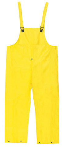 MCR Wizard Series Rain Gear - .28mm PVC / Nylon / PVC Rainwear - Waterproof Yellow Rain Pants - Bib Overall Style with Fly Front - ASTM F903 Tested