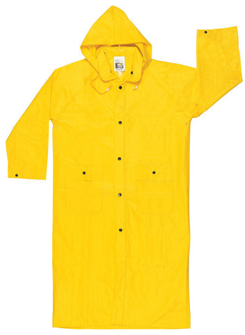 MCR Wizard Series Rain Gear - .28 mm PVC / Nylon / PVC Rainwear - Waterproof Yellow Raincoat with Detachable Hood - ASTM F903 Tested