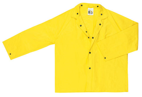 MCR Wizard Series Rain Gear - .28mm PVC / Nylon / PVC Rainwear - Waterproof Yellow Rain Jacket with Detachable Hood - ASTM F903 Tested