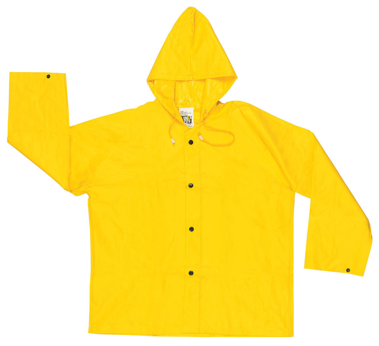 MCR Wizard Series Rain Gear - .28mm PVC / Nylon / PVC Rainwear - Waterproof Yellow Rain Jacket with Attached Hood -ASTM F903 Tested