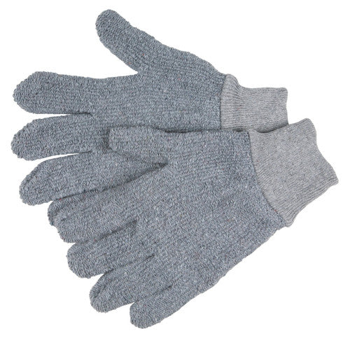 MCR Gray Terrycloth Work Gloves - 22-Ounce Regular Weight Loop-Out Fabric - Seamless and Reversible - Box of 12