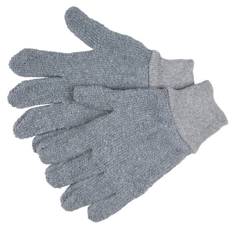 MCR Gray Terrycloth Work Gloves - 22-Ounce Regular Weight Loop-Out Fabric - Seamless and Reversible - Box of 12