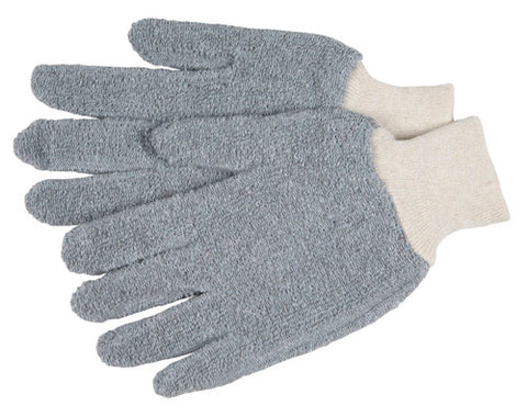 MCR Terrycloth Work Gloves - Gray 18 Ounce Regular Weight - Seamless and Reversible Loop Out Fabric - Box of 12