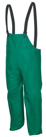 MCR Dominator Series Rain Gear - .42mm PVC / Hi-Tensile Polyester / PVC Rainwear - Waterproof - Green Rain Pants Bib with No Fly Front