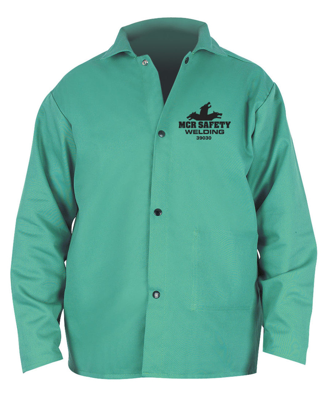 MCR Safety Welding Gear - Green Cotton Welding Jacket - 9 Ounce Green Finish Cotton - Anodized Snap Closures - 30 Inch Length - Comfortable Lightweight Cotton Fabric