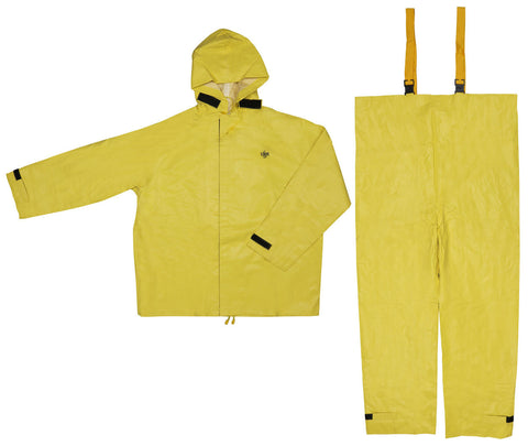 MCR Hydroblast Series Rain Gear - .35mm Neoprene / Nylon Rain Wear - 2 Piece Hydroblasting Rain Suit - Rain Jacket with Attached Hood and Bib Pants