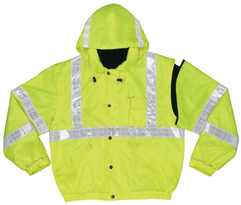 MCR Luminator® Series - 4-in-1 Insulated Bomber Jacket - Zip Out Liner and Zip off Outer Sleeves - Meets ANSI/ISEA 107 2020 Standards - Type R Class 3 Compliant