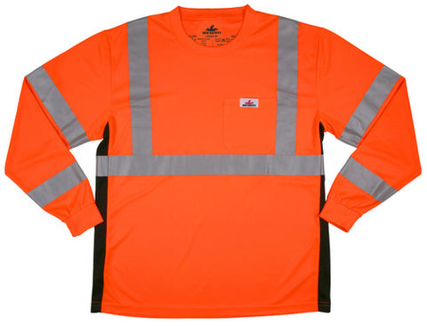 MCR Hi-Vis Safety Work T-Shirts - Soft Polyester Birdseye Mesh Fabric - Long Sleeve and Tagless Design - ANSI/ISEA 107 Type R Class 3 Compliant