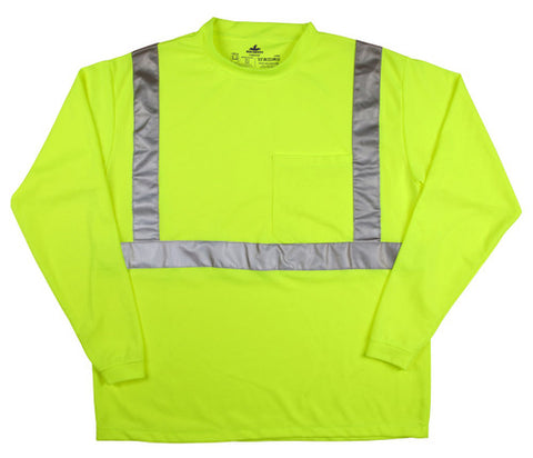 MCR Luminator® Series - Hi-Visibility Safety Work T-Shirts - Soft Polyester Jersey Knit Fabric - Long Sleeve and Tagless Design - ANSI/ISEA 107 Type R Class 2 Compliant