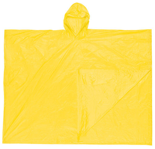 MCR Schooner Disposable Rain Poncho - .10mm PVC Material - Attached Hood - Convenient Tote Pouch - Yellow - Part# O40