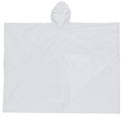 MCR Schooner Disposable Rain Poncho - .10mm PVC Material - Attached Hood - Convenient Tote Pouch - Clear - Part# O42