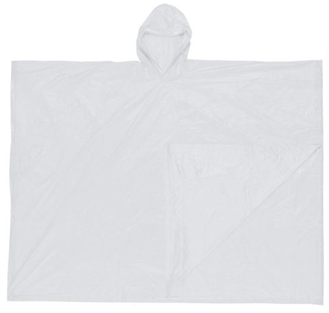 MCR Schooner Disposable Rain Poncho - .10mm PVC Material - Attached Hood - Convenient Tote Pouch - Clear - Part# O42