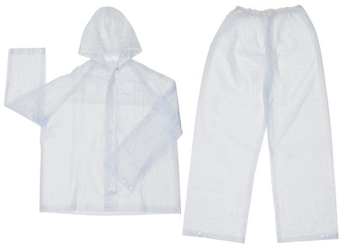 MCR Squall Series Rain Gear - .20mm PVC Rainwear - 2 Piece Waterproof Clear Rain Suit - Rain Jacket with Attached Hood - Elastic Waist Rain Pants