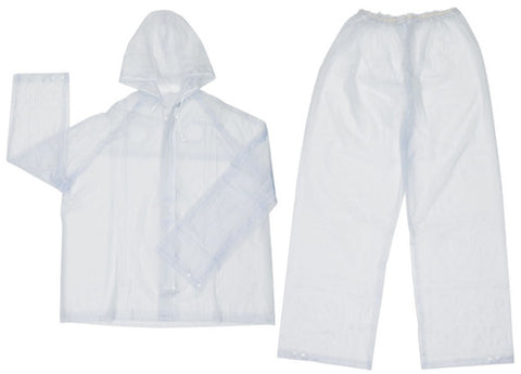 MCR Squall Series Rain Gear - .20mm PVC Rainwear - 2 Piece Waterproof Clear Rain Suit - Rain Jacket with Attached Hood - Elastic Waist Rain Pants