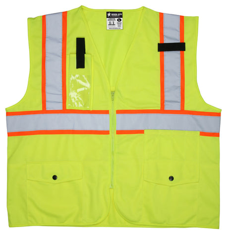 MCR Luminator® Series Hi-Vis - Reflective Lime Safety Vest - Zippered Front Closure - Meets ANSI/ISEA 107 2020 Standard Type R Class 2 Compliant