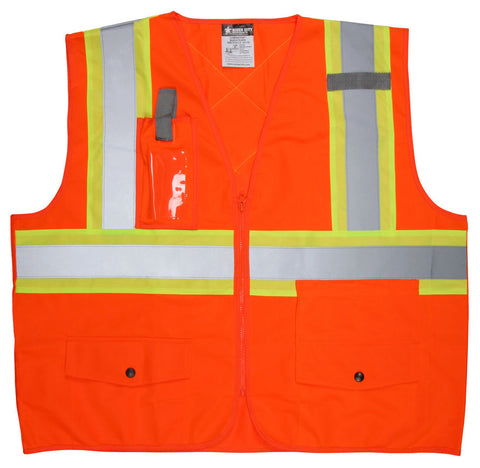 MCR Hi-Vis Reflective Orange Safety Vest - Meets ANSI/ISEA 107 2020 Standard - Type R Class 2 Compliant