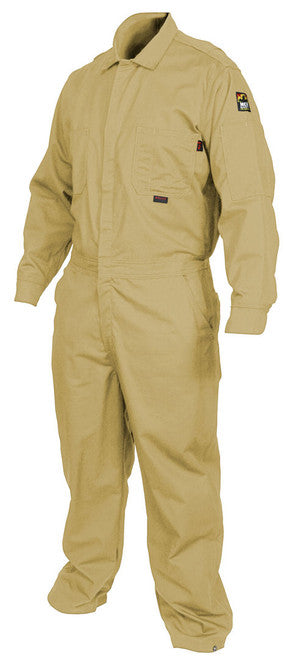 MCR Safety FR Gear - Tan Flame Resistant (FR) Coveralls - 100% Cotton Material - Long Sleeve Contractor Coverall